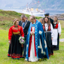 Kongeskipet tar Dronningen til Bjørgvin bispedømmes 950-årsjubileum, juli 2018. Foto: Liv Anette Luane, Det kongelige hoff